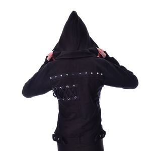 Manteau d'hiver en duvet à col rabattu avec poches, veste en cuir surdimensionnée à rivets cloutés pour femmes - Product Image 2