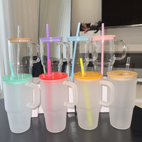 Mug de voyage transparent en verre borosilicate de 20 oz avec poignée, couvercle et paille, design sportif, grande capacité, unisexe, pour usage extérieur