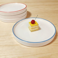 Assiette en mélamine incassable avec bord coloré 25 cm, plats plats, assiettes en mélamine, ensembles de vaisselle pour restaurant, vaisselle de mariage en mélamine