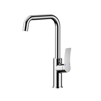 Robinet de cuisine moderne en laiton Metalique 140033-CR avec cartouche en céramique, mitigeur monocommande chromé à poser sur comptoir pour salon