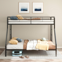 Lit superposé en métal avec échelles intégrées, barrières de sécurité pleine longueur, sommier à lattes, rangement rotatif, idéal pour appartement moderne, tailles Twin et Full