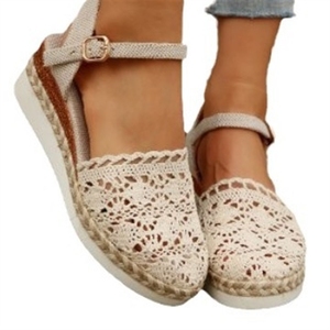 Nouvelle Collection 2026 – Sandales <span class=keywords><strong>compensées</strong></span> en crochet à <span class=keywords><strong>bout</strong></span> <span class=keywords><strong>fermé</strong></span> pour femme avec bride de cheville, antidérapantes, style bohème - Product Image 5