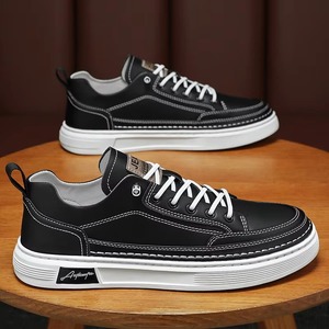 Men's Casual Spring Sports <b>Shoes</b> White PU Lace-Up Anti-Slip TPU Outsole Cushioning Insole Mesh Board <b>Shoes</b> - Product Image 1