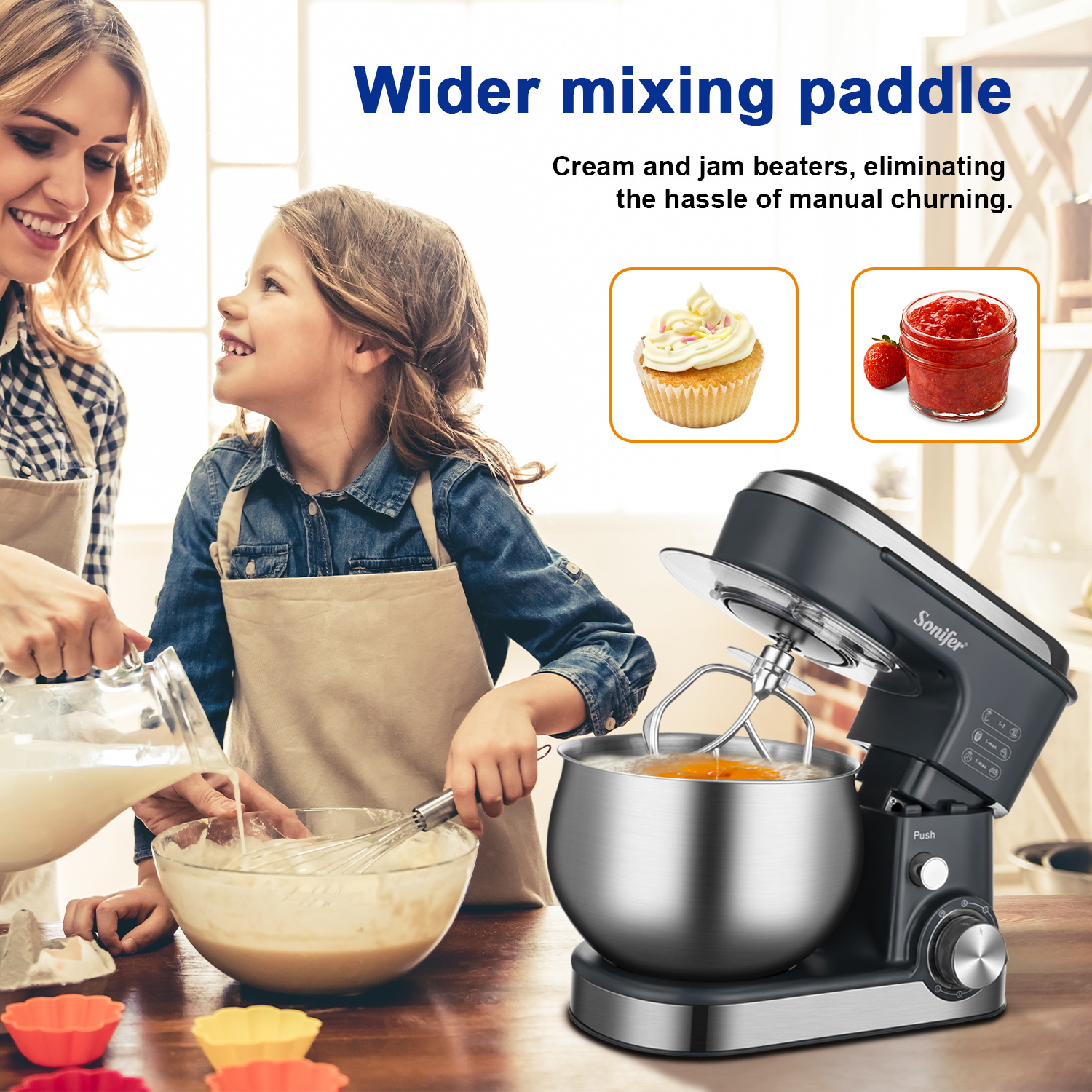 Sonifer SF-8166 5L 1200W Multifunctional Food Mixer with Stainless