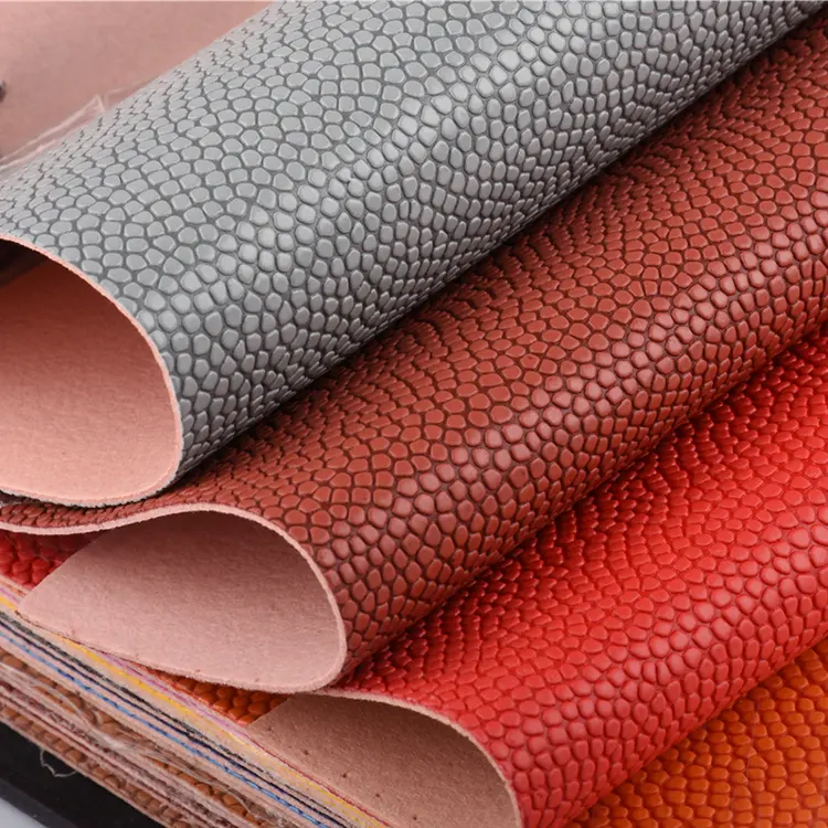 Colorful Wear-Resistant Pu Leather Material Non-Woven Basketball Leather Material Embossed Pattern Microfiber Fabric