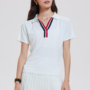 批发新款运动速干氨纶/尼龙运动衫女式短袖翻领户外徒步健身网球 - Product Image 2