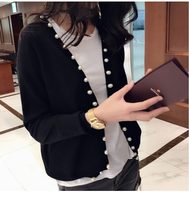 Maßgefertigter Kaschmir-Pullover Frühlings-Outfit Neuer Pullover Langärmelige Lose Jacke Perlen-Woll-Strickjacke für Damen