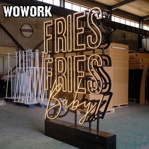 WOWORK metal Vintage barbacoa tienda marco patatas fritas luz <span class=keywords><strong>de</strong></span> neón personalizable tienda centro comercial <span class=keywords><strong>restaurante</strong></span> fondo decorativo - Product Image 1