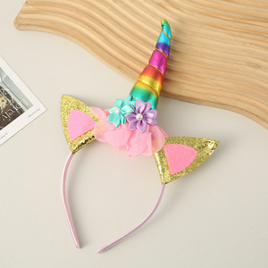 Serre-tête Licorne DAMAI pour Filles, Bandeau à Cornes Scintillantes avec Fleurs, Accessoire de Fête d'Anniversaire pour Enfants, Costume de Cosplay, Accessoire Photo - Product Image 4