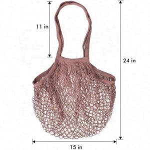 High Quality Custom Printed Logo Reusable 100% Cotton Vegetable Bag Foldable <b>Net</b> <b>Mesh</b> Tote Fishnet Bag for Food for Promotion - Product Image 4