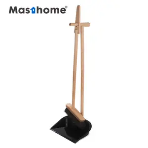 Masthome Eco-Friendly Cleaning Beech & Horsehair Series Broom Beech Wooden Handle Horse Fiber Broom And Dustpan Set