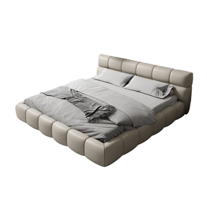 Cama Tapizada de Diseño Italiano Moderno, Tamaño Queen, con Almacenamiento, Tapicería de Cuero Genuino Acolchado, Estructura de Madera Resistente - Product Image 5