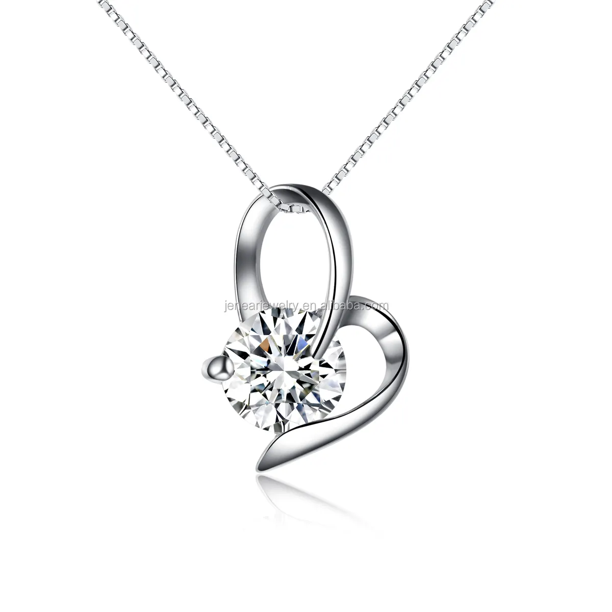 small genuine silver heart pendant women 925 silver CZ pendant rhodium plated simple heart pendant jewelry