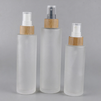 Flacon pulvérisateur en verre transparent givré blanc 30ml-120ml avec couvercle en bambou et en bois