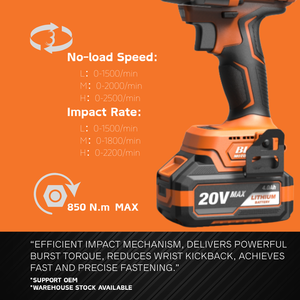 Clé à chocs sans fil professionnelle 20V MAX Brushless 850Nm à couple élevé pour équipement lourd, camions et réparation automobile - Product Image 3