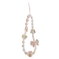 Porte-clés INS rose pour femme avec perles en forme de cœur, pendentif mignon pour sac à dos, bracelet compatible avec les coques de téléphone universelles pour iPhone, cordon