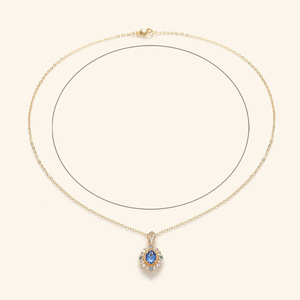 Collana con Ciondolo Ovale in Pietra Blu Vintage per Donna, Elegante Catena per Clavicola, Gioiello Classico alla Moda - Product Image 5