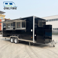 ONLYWE Mobile Street Mini Kitchen Van Chariot Kiosque Remorque Alimentaire Camion sur Roues Pizza Food Truck Taco Truck
