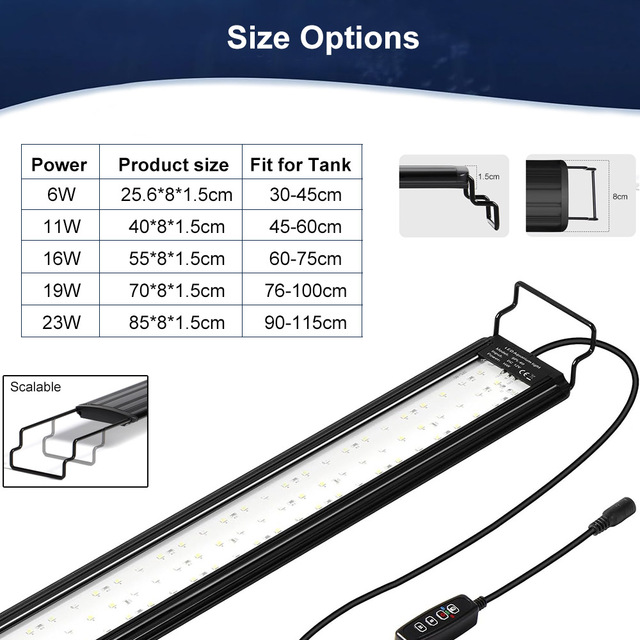 Aquarium LED Light Full Spectrum RGBW Reef Saltwater Fish Tank Lamp IP67 IP68 for Terrariums Seaweed Aquarium Lights Product