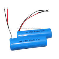 Baterai Lithium Bulat Berkualitas Tinggi 3.2V 300mAh 500mAh 600mAh IFR 14500 LiFePO4
