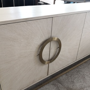 Dining Room Buffet Furniture High <strong>Gloss</strong> Customized <strong>White</strong> Cabinet <strong>Sideboard</strong> with Gold Stainless Steel Base - Product Image 5