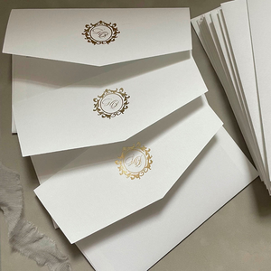 Carte blanche de luxe personnalisée avec feuille d'or, avec enveloppe en papier vélin Castle <span class=keywords><strong>Leslie</strong></span> avec feuille d'or, invitation d'exposition, invitations de mariage - Product Image 5
