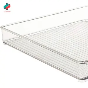 ZNF00011 Plastic Refrigerator and Freezer Storage Organizer Tray with Handle for Kitchen Pantry Shelf Counter