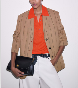 Blazer de un solo botón con rayas finas, solapa con muescas, bolsillos con solapa y mangas enrollables, ideal para la oficina - Product Image 5