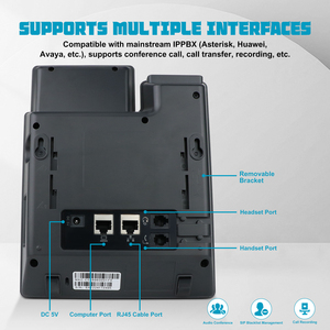 Téléphone <span class=keywords><strong>VoIP</strong></span> SC12 <span class=keywords><strong>SIP</strong></span> V2 avec alimentation PoE, écran LCD 128x64, audio HD, conférence multilingue, téléphone IP pour la maison et le bureau - Product Image 4