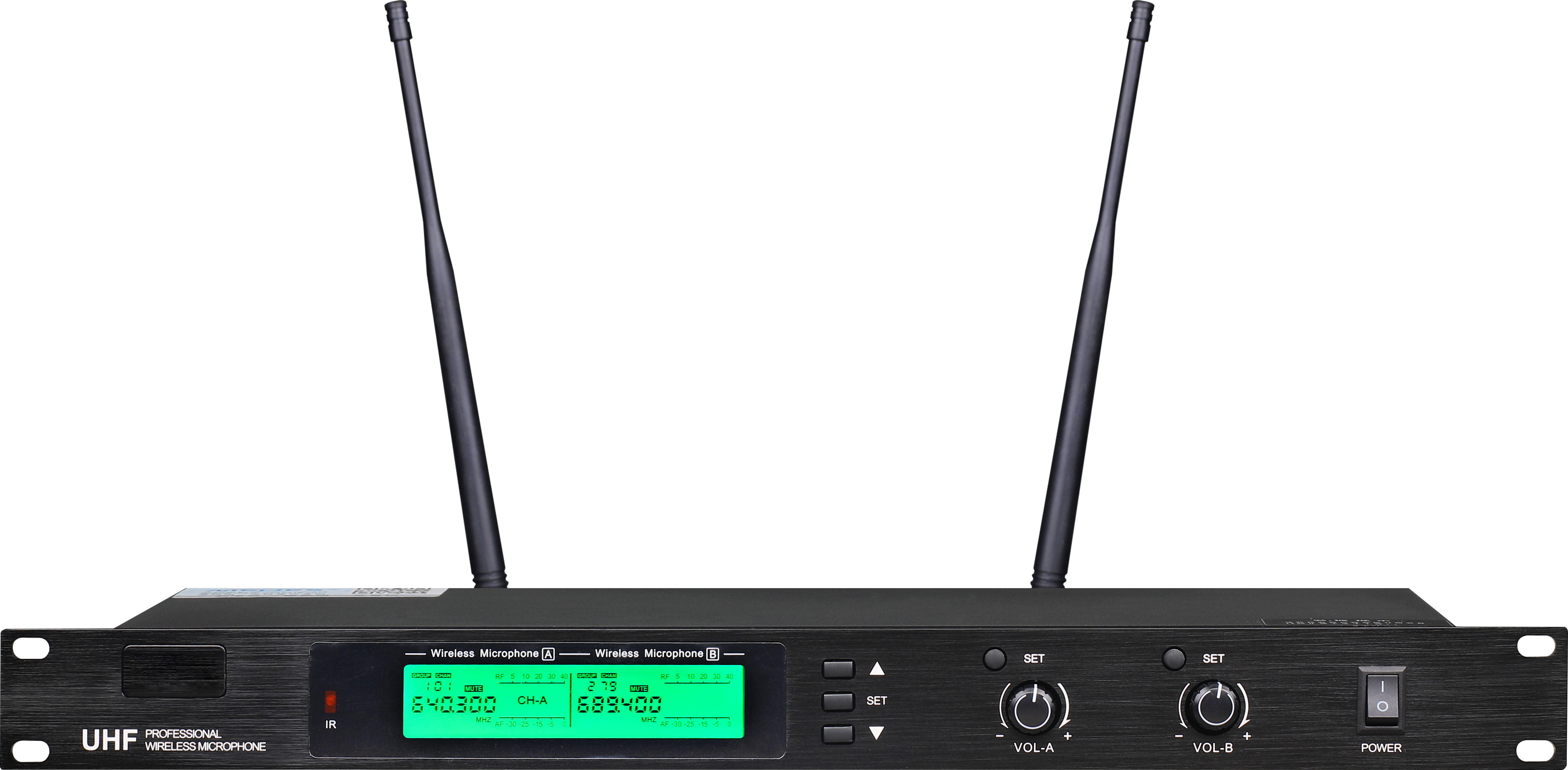 2チャンネルハンドヘルドUHFワイヤレスマイクプロフェッショナル