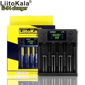 Liitokala Pengisi Daya Baterai Lii-S4, Deteksi Polaritas Otomatis untuk Baterai 18650 26650 18350 18340 Li-ion Ni-MH