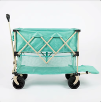 Chariot utilitaire pliable à double étage avec hayon, chariot de camping robuste pliable avec roues tout-terrain