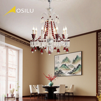 Lustre en cristal rouge blanc moderne de luxe pour centres de table de mariage, lustres suspendus d'hôtel, lustres de style contemporain