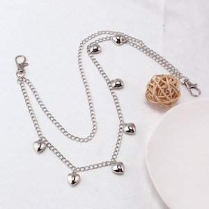Chaîne de taille unisexe Yueli à double anneau avec pendentif cœur en métal double couche, style Hip Hop, en alliage de zinc, pour usage quotidien - Product Image 3