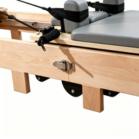 Reformer de Pilates pliable Feelgala en bois d'érable importé, 5 ressorts, appui-tête réglable, roue universelle, microfibre, pour studio de Pilates
