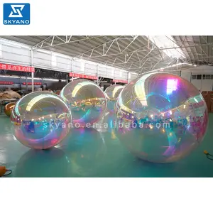 Balon Disko Bola Cermin Tiup Warna-warni Pelangi Besar Lapisan Ganda Kualitas Tinggi