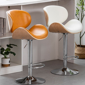 Tabourets de bar de cuisine modernes et réglables de qualité supérieure avec dossier incurvé, siège en cuir synthétique, structure en acier - Product Image 3