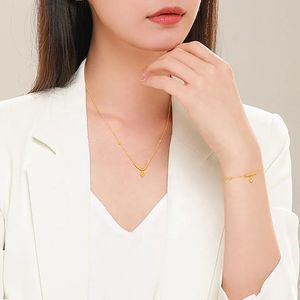 Xinfly Fine Jewelry Little Girl Fashion 18k Gold Simple <b>Bracelet</b> and Necklace <b>Set</b> for Woman - Product Image 5