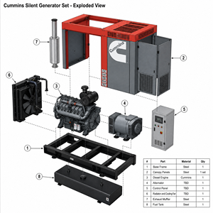 เครื่องกำเนิดไฟฟ้าดีเซล Cummins 20KW 25KW 30 KVA 50KVA 80KW 50/60Hz แบบเงียบ พร้อมระบบสตาร์ทอัตโนมัติ ATS 3 เฟส สำหรับโซลูชั่นสำรองไฟฟ้าสำหรับบ้านพักตากอากาศ - Product Image 6