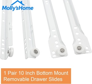 Riel deslizante de acero aleado recubierto de blanco de 10 pulgadas Elite, extraíble y de deslizamiento suave, para cajones de mesitas de noche - Product Image 4