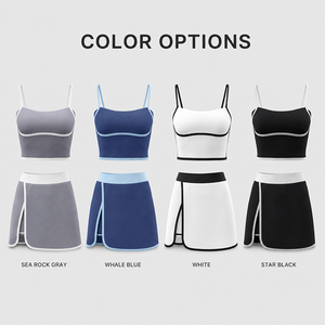 Conjunto Deportivo de 2 Piezas para Mujer, Falda Pantalón para Tenis y Golf, Secado Rápido, Sujetador Deportivo Corto con Shorts Integrados, Ropa Deportiva de Verano - Product Image 4
