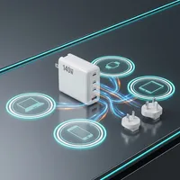 Chargeur mural GaN 140W à 4 ports, adaptateur de charge rapide USB-C PD3.1 avec port USB-A QC 30W pour ordinateur portable, iPhone et appareils intelligents