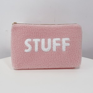 Sacs de maquillage en velours d'agneau pour femmes, sacs de toilette en tissu éponge, sacs cosmétiques en feutre pelucheux mignons en forme de ours en peluche - Product Image 3