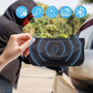Sacs Faraday pour clés de <span class=keywords><strong>voiture</strong></span> téléphone portable Protection de <span class=keywords><strong>voiture</strong></span> antivol WiFi/<span class=keywords><strong>GSM</strong></span>/LTE/NFC/RFID/pochette de bloc de Signal Fob d'entrée sans clé - Product Image 3