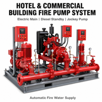 Ensemble de pompes à incendie électriques diesel pour la protection incendie des hôtels et des bâtiments commerciaux