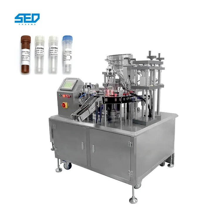 Máquina de llenado y tapado de reactivo, Detección automática de tubos de ensayo de plástico