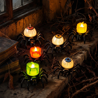 Lampes LED sans flamme en forme de citrouille et d'araignée pour Halloween, idéales pour les fêtes à thème, les maisons hantées et la décoration d'événements