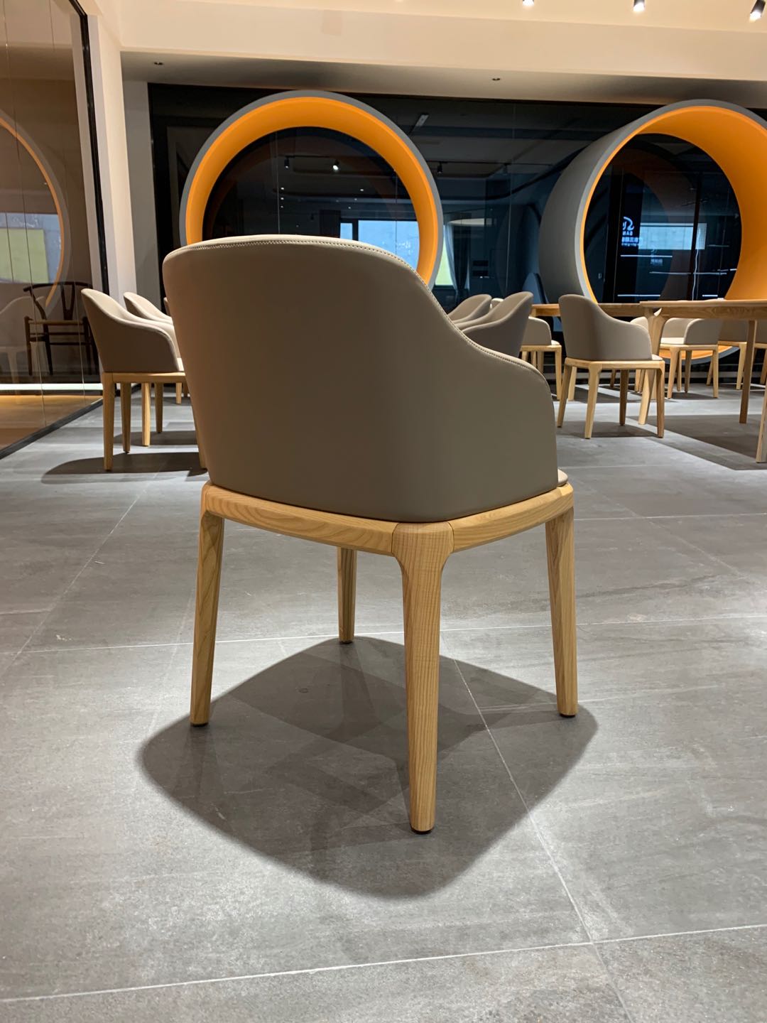 High Quality Ash Wood Frame With High density Foam of Hot-sale Dining Canteen Restaurant Apartment Chair
