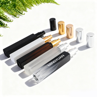 Échantillons de parfum rechargeables, flacon vaporisateur de parfum carré de 10 ml avec bouchon à vis, verre noir mat pour le décantage