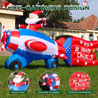 Avion de Noël gonflable de 11 pieds avec Père Noël et éclairage LED – Décoration de Noël pour jardin, pelouse, maison, extérieur, fête de fin d'année